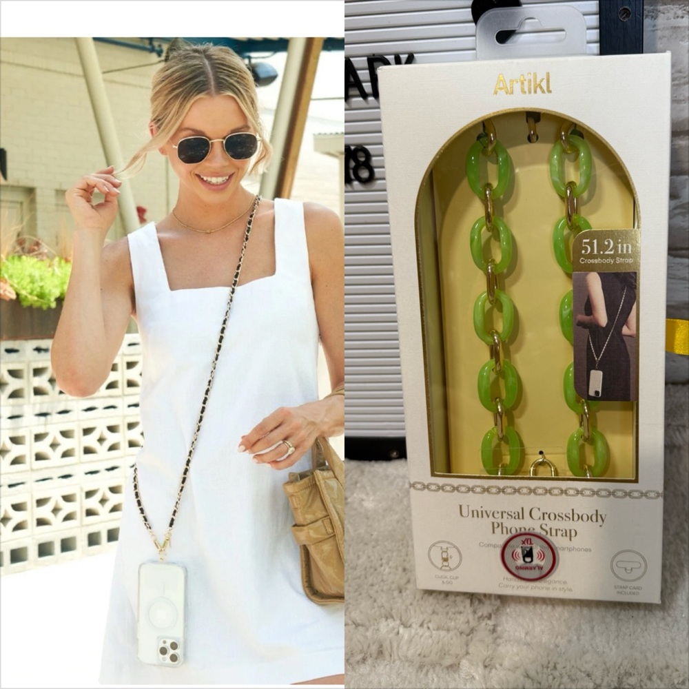 Artikl Green and Gold Crossbody Phone Strap